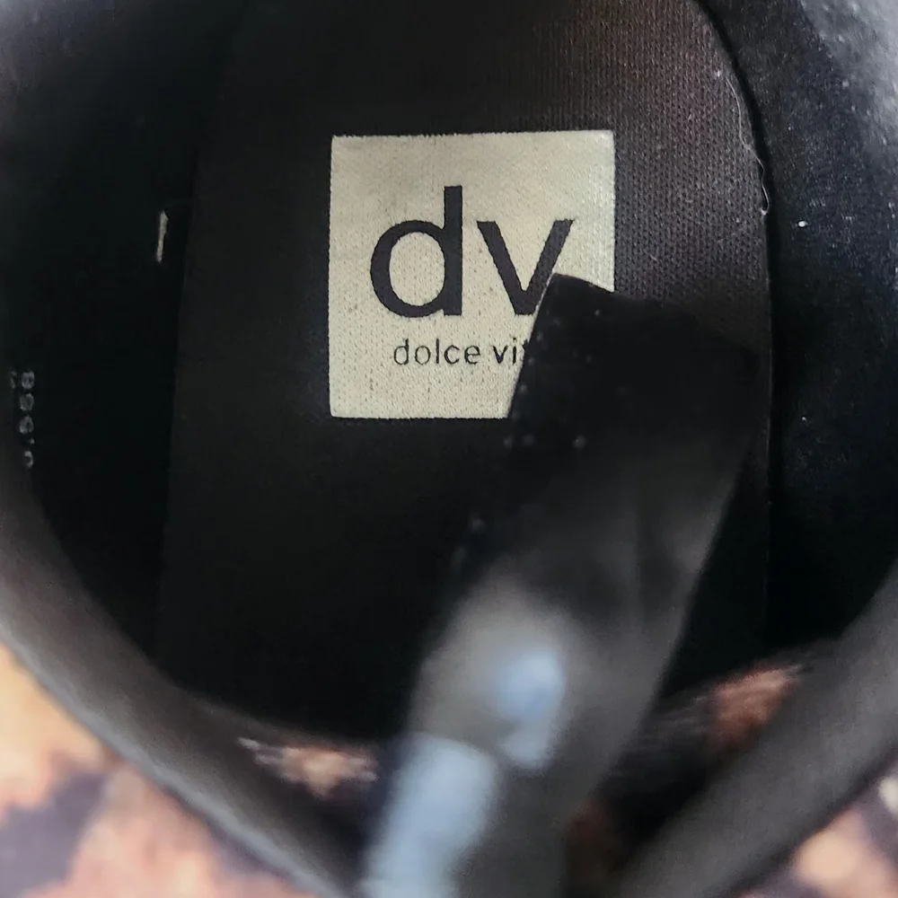 DV by Dolce Vita Leopard Print Satin Ribbon Sneakers - Brown Black - Picture 3 of 8